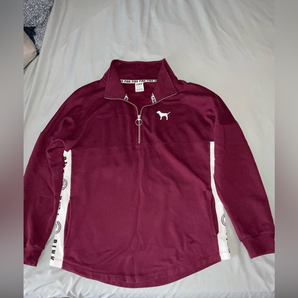 PINK Maroon 1/4 Zip-Up Jacket